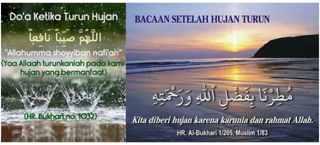Doa ketika hujan dan zikir lepas hujan